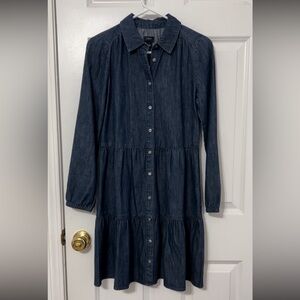 J. Crew denim button up top in dark blue